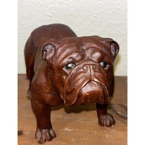 Bulldog Mascot Figurine Red Mill 4" Brown Tough Guy Dog Red Mill Pecan Resin